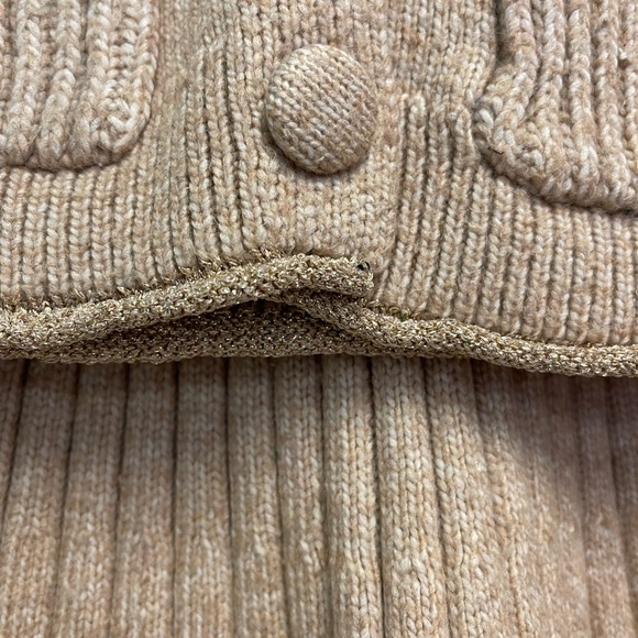 Max Studio Kids 5-6 Button-Front Knit Cardigan & Skirt in Camel-Tan Gold Trim - Picture 2 of 10